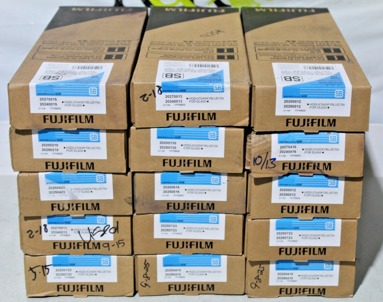 Set of 15 Sky Blue Fuji Film 700ml Used Unexpired Ink
