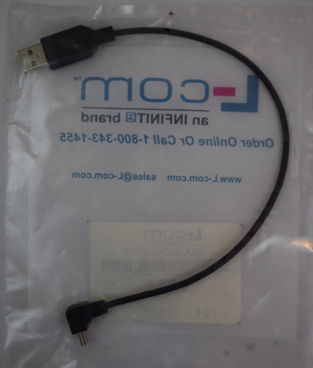 2 x Straight USB A Male to 90 Deg Angled Mini B5 Male, 1', for Garmin Nuvi 1350T
