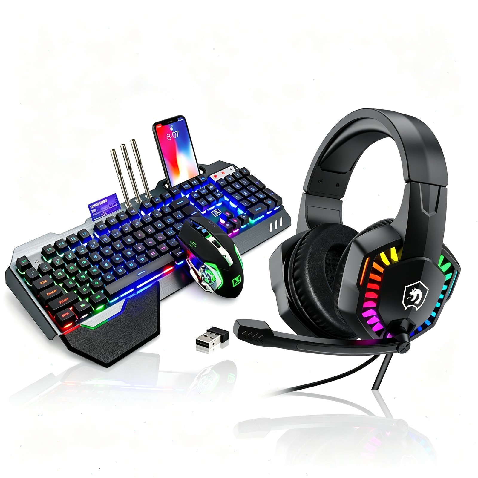 XINMENG K680 RGB Wireless Keyboard Mouse Headset 3 in 1 Gaming Combo Set For PC