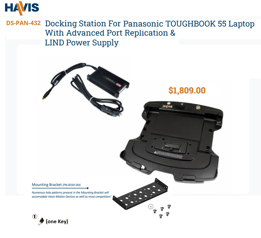 99.99% Life Left Havis DS-PAN-432 Toughbook Dock for Panasonic CF-54/FZ-55, SET6