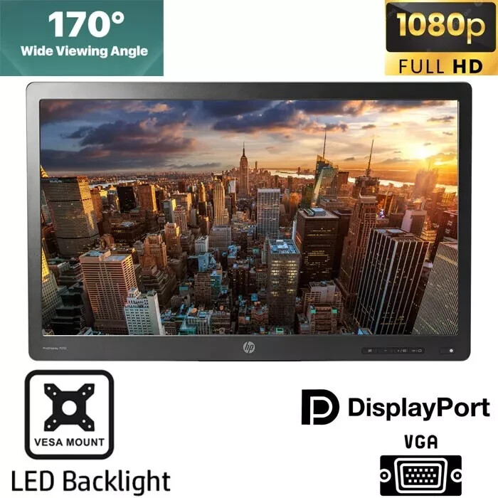 2x HP ProDisplay P232 23" Widescreen FHD Led Monitor VGA DP NO STAND vesa mount