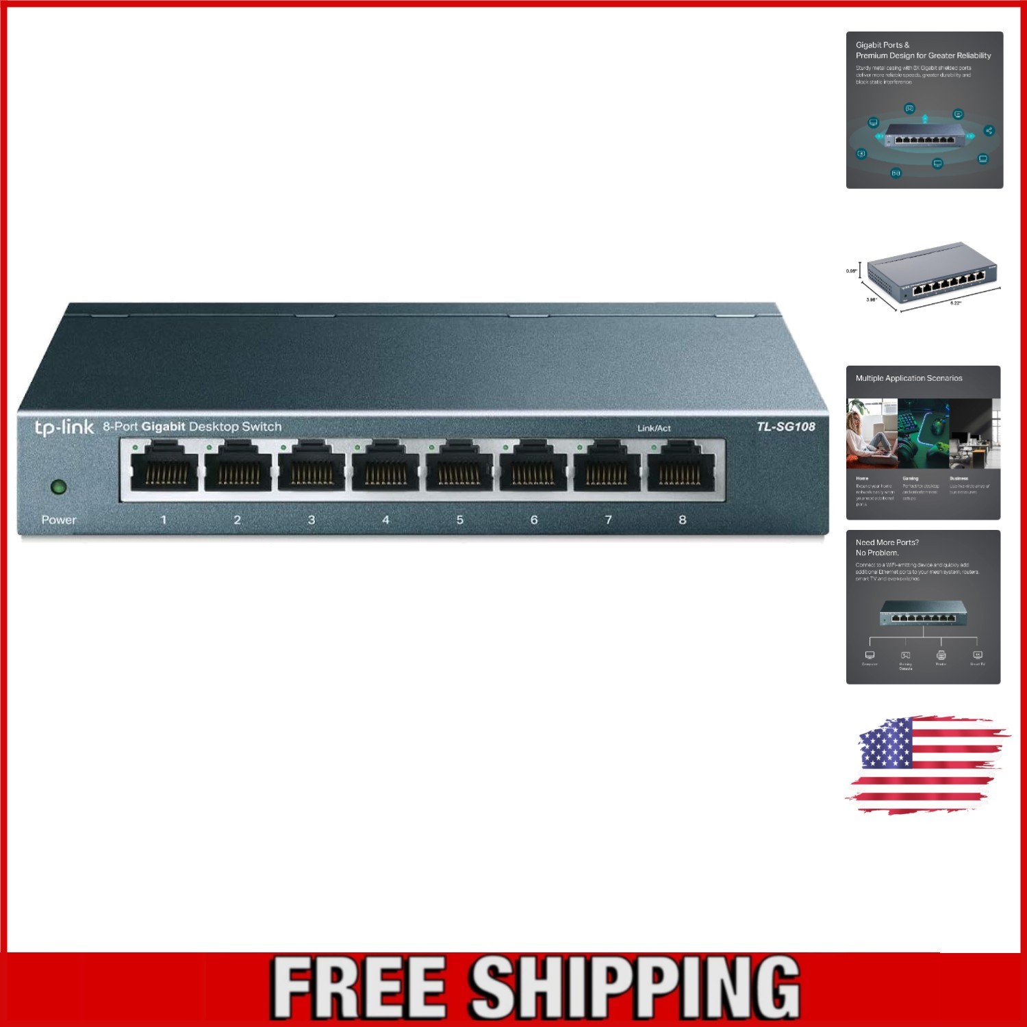 Reliable 8 Port Gigabit Ethernet Switch | Traffic Optimization & Loop Prevention