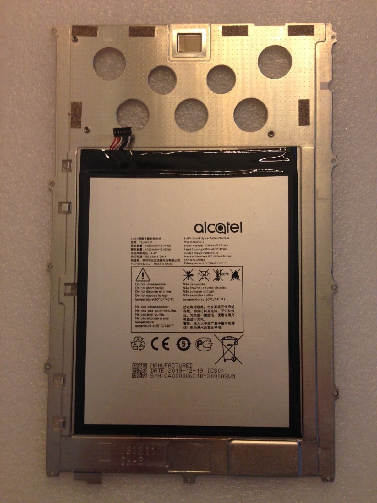 ALCATEL JOY TAB 9029Z LI-ION BATTERY BRACKET TLp040J1 TABLET OEM 