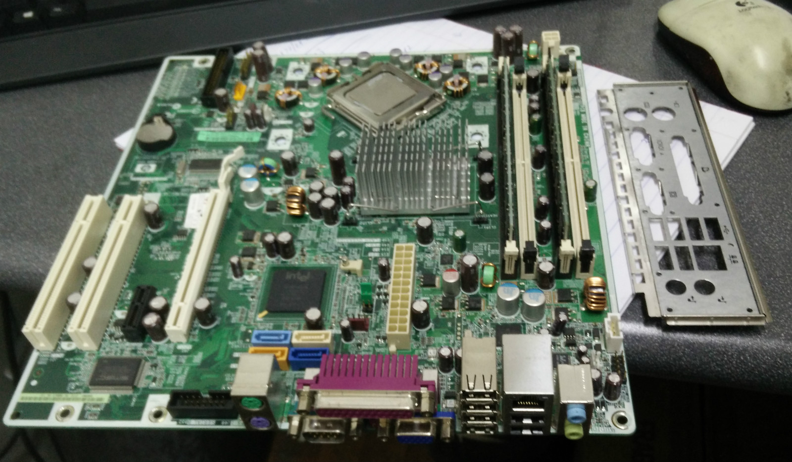 HP DC5700 DC5750 404794-001 LGA775 MOTHERBOARD w/6300 CPU, 2GB & I/O Plate