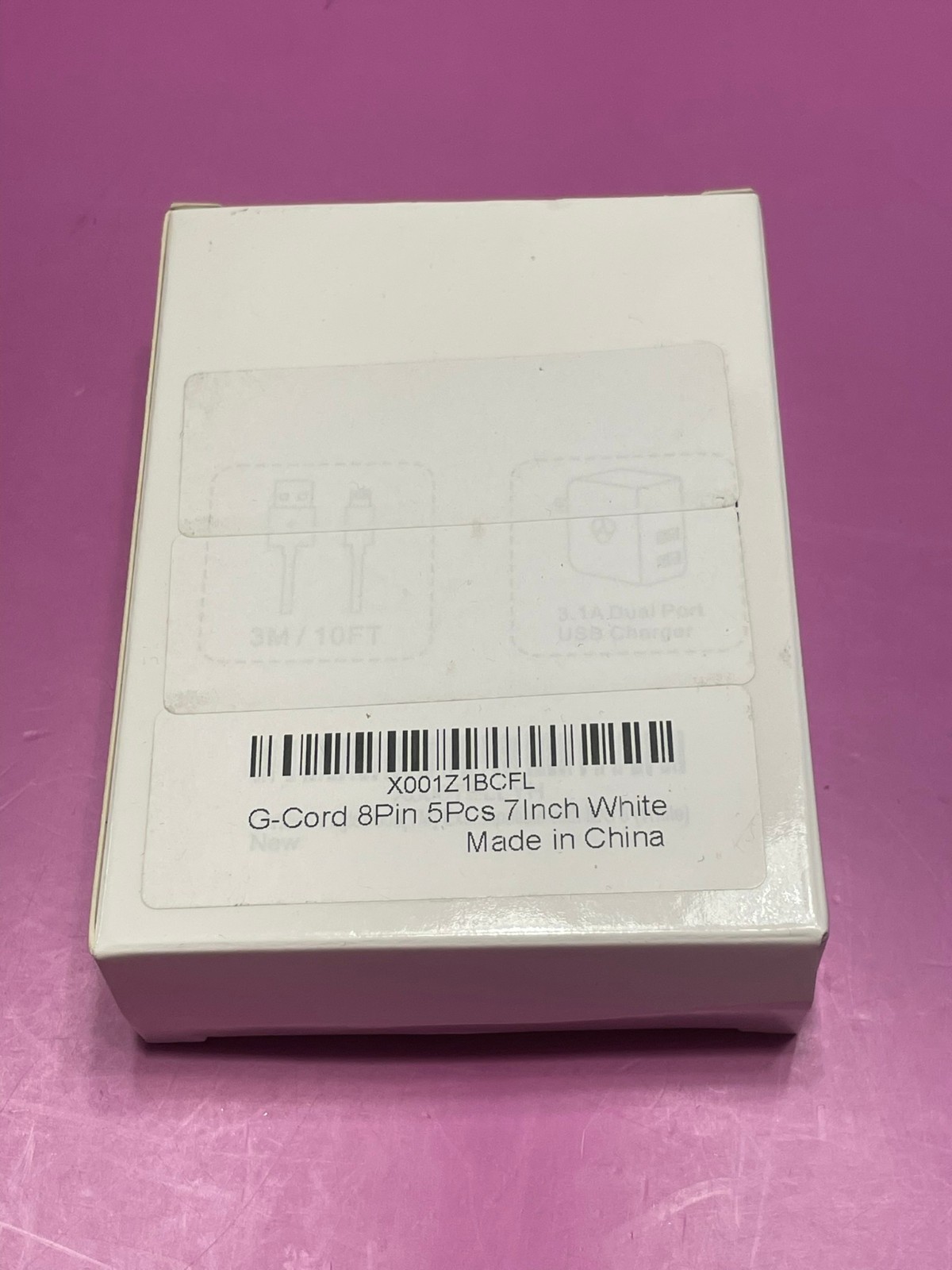G-Cord 8-Pin 5-Pack Short Charging Cords White ~8 Inch NEW