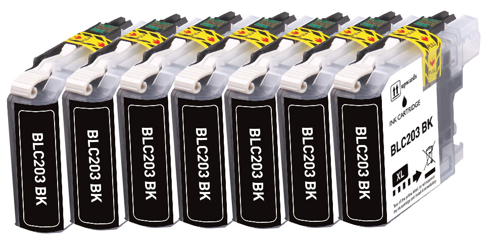 7 PK BLACK Premium Ink fits Brother LC203 MFC-J480DW MFC-J5320DW MFC-J4320DW