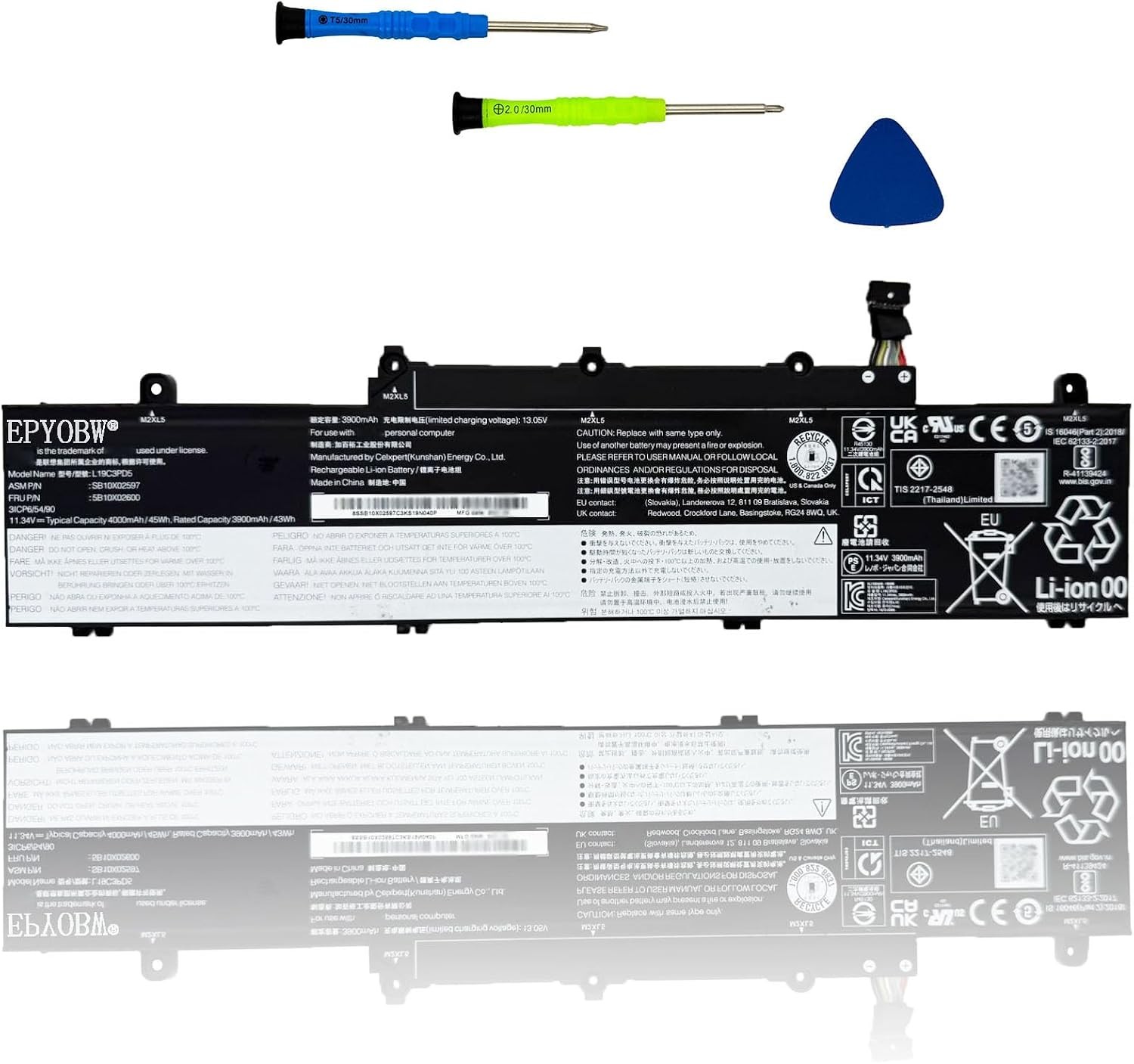 L19C3PD5 Laptop Battery 45Wh L19D3PD5 L19M3PD5 5B10X02606 Compatible