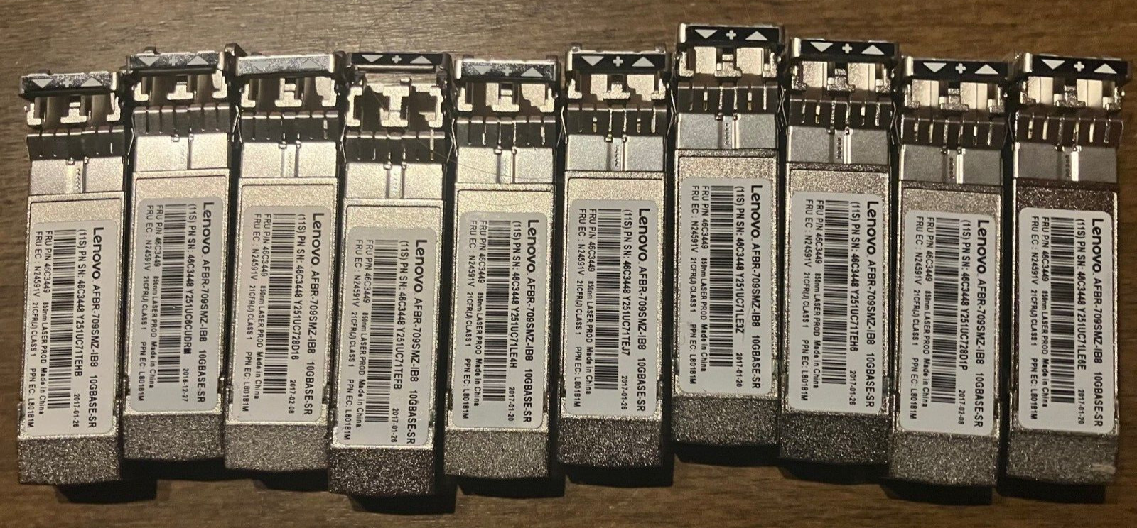 Lot of 10 Lenovo IBM AFBR-709SMZ-IB8 SFP 10Gb 10Gbe 10GBASE SR 46C3448 46C3449