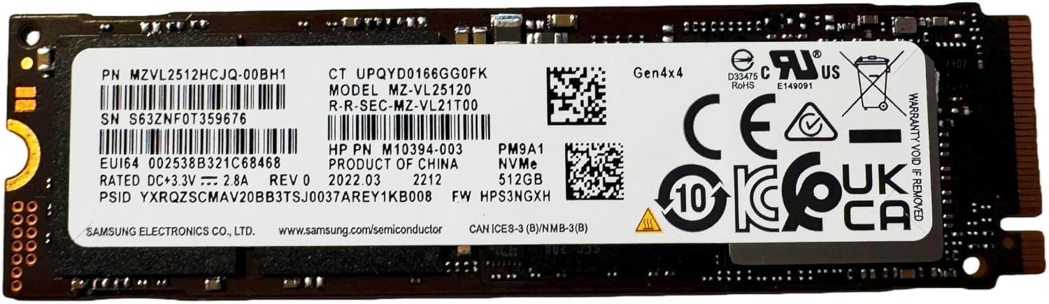 Samsung SSD MZ-VL25120 PM9A1 512GB PCIe 4.0 NVMe M.2 2280 Gen4 Refurbished Japan
