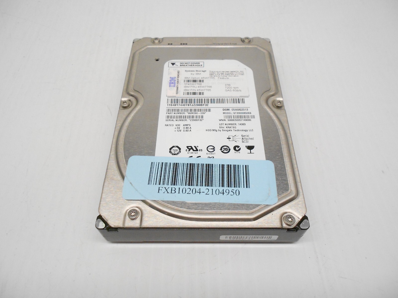 IBM XIV 3TB 7.2K SAS 3.5" Storage Server Hard Drive 6Gb/s ST33000650SS Dell HP