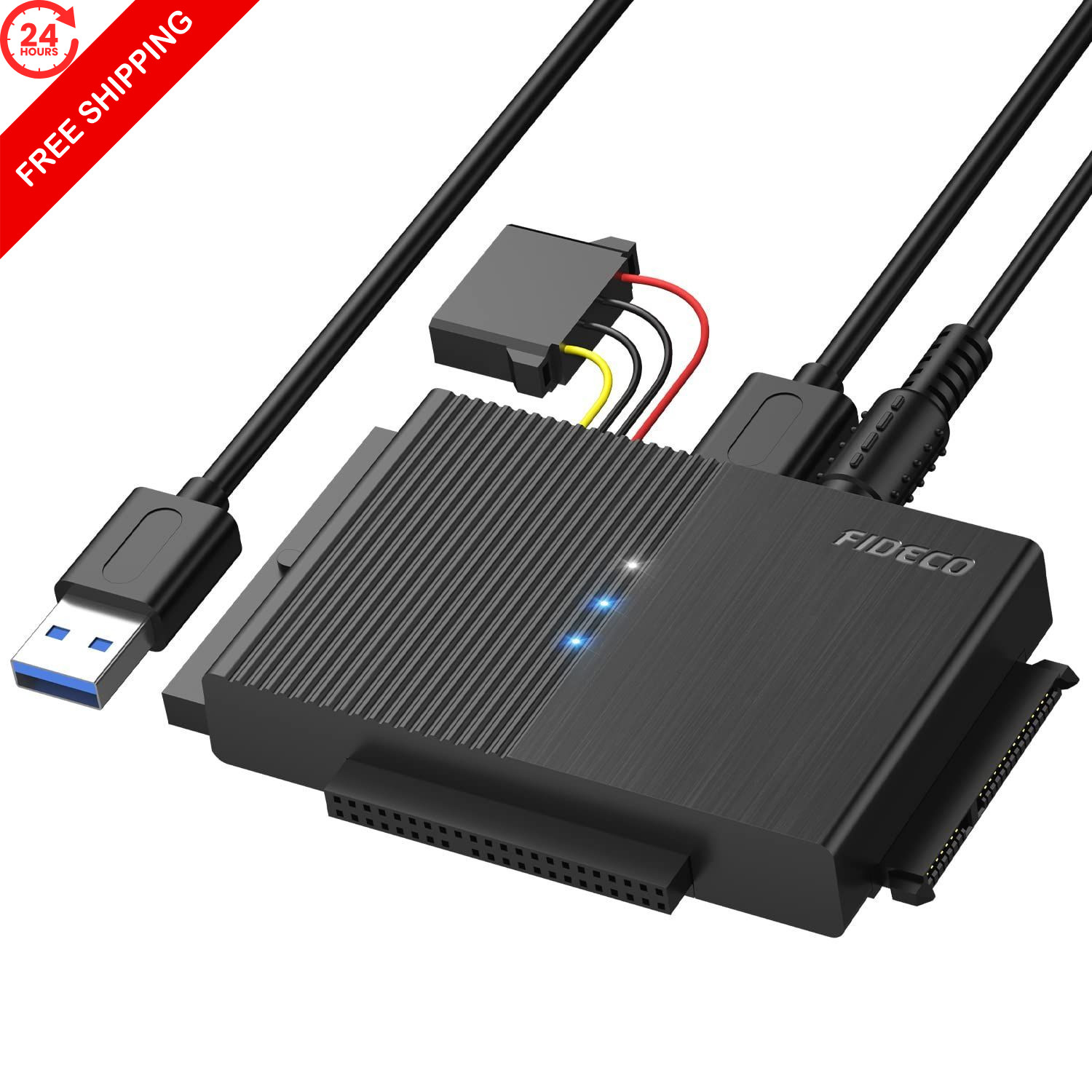 FIDECO USB 3.0 to SATA or IDE Adapter for 2.5/3.5 3.7*2.3*0.5 inches, black