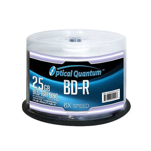 50 OQ 6x 25GB Blu-ray BD-R White Thermal Everest Printable Discs OQBDR06WTP-E-50