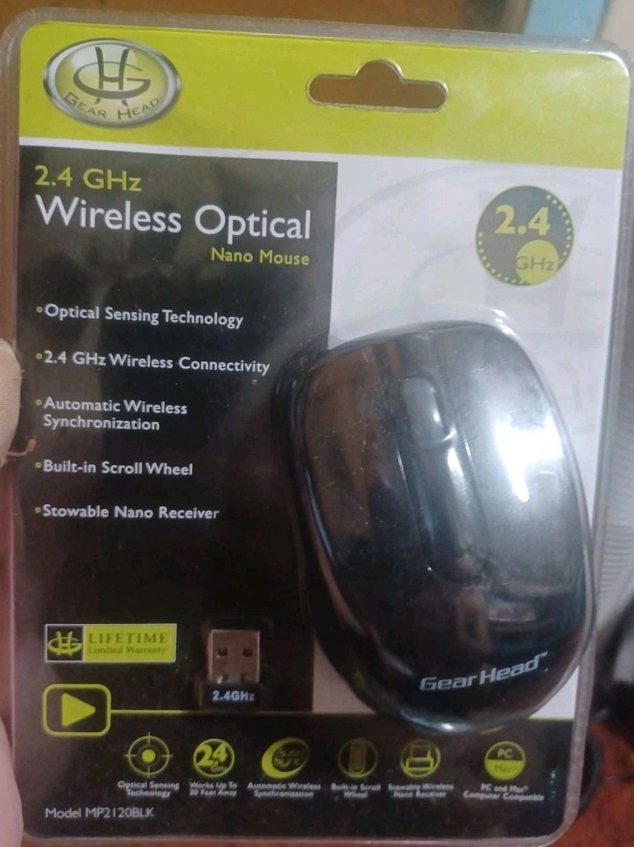 Gear Head MP2120BLK Black Wireless Nano Mouse Optical New In Package