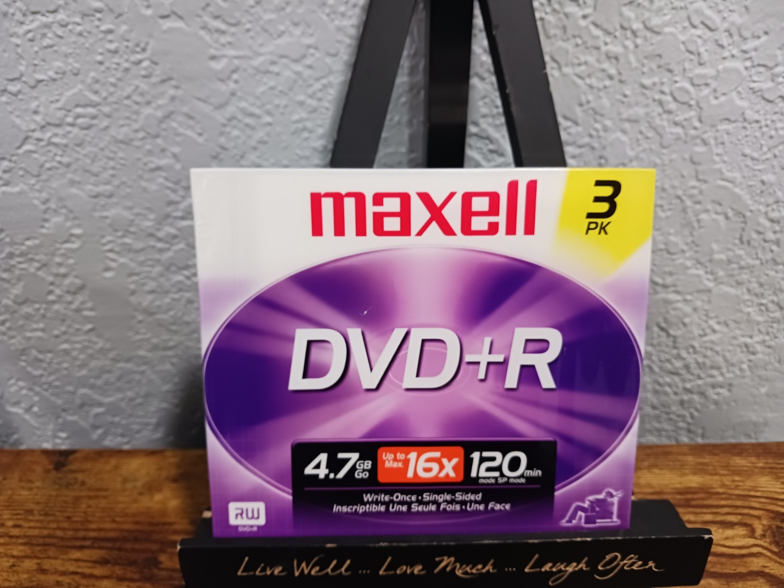 SEALED NEW Maxell 3 Pack DVD+R - Up to 16X 4.7GB Write Once Single Sided Discs