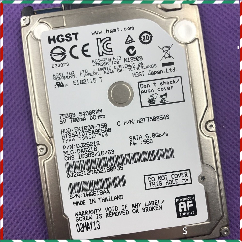 HTS541075A9E680 750GB 5400RPM SATA 2.5 Cell HDD Hard Drive