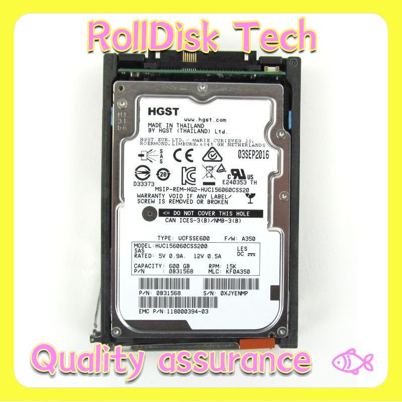 New EMC VNX V4-2S15-600 600GB 15K 2.5" 6Gb/s 005050847 SAS HARD DRIVE