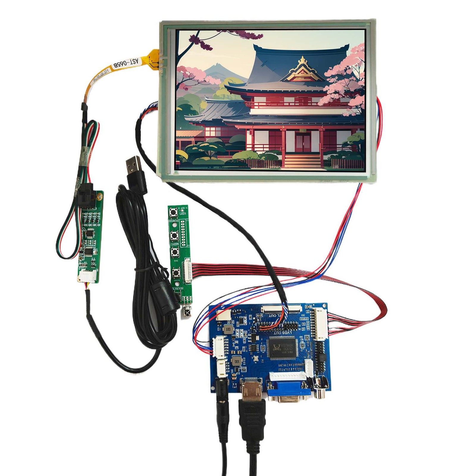HD VGA AV LCD Controller Board With 6.5in 640x480 G065VN01 V2 Touch LCD Screen