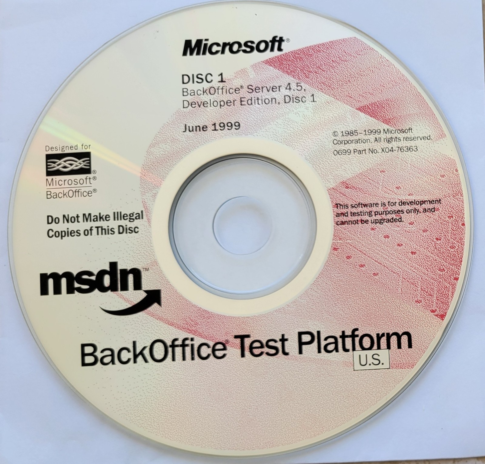 Vintage - Microsoft BackOffice Server 4.5 Developer Edition, 7 CDs, 1999