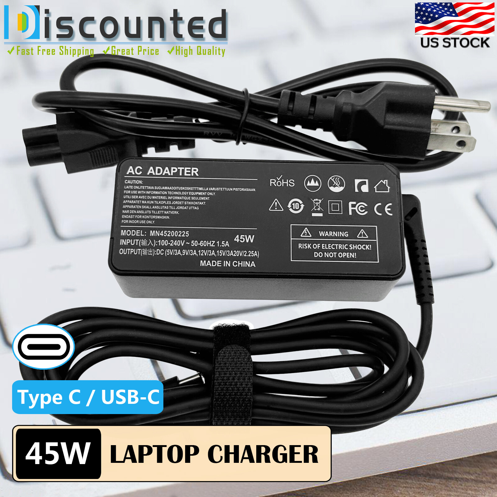 Charger For Lenovo 500e Chromebook 1st 2nd Gen 81ES 81MC AC Adapter Power Cord