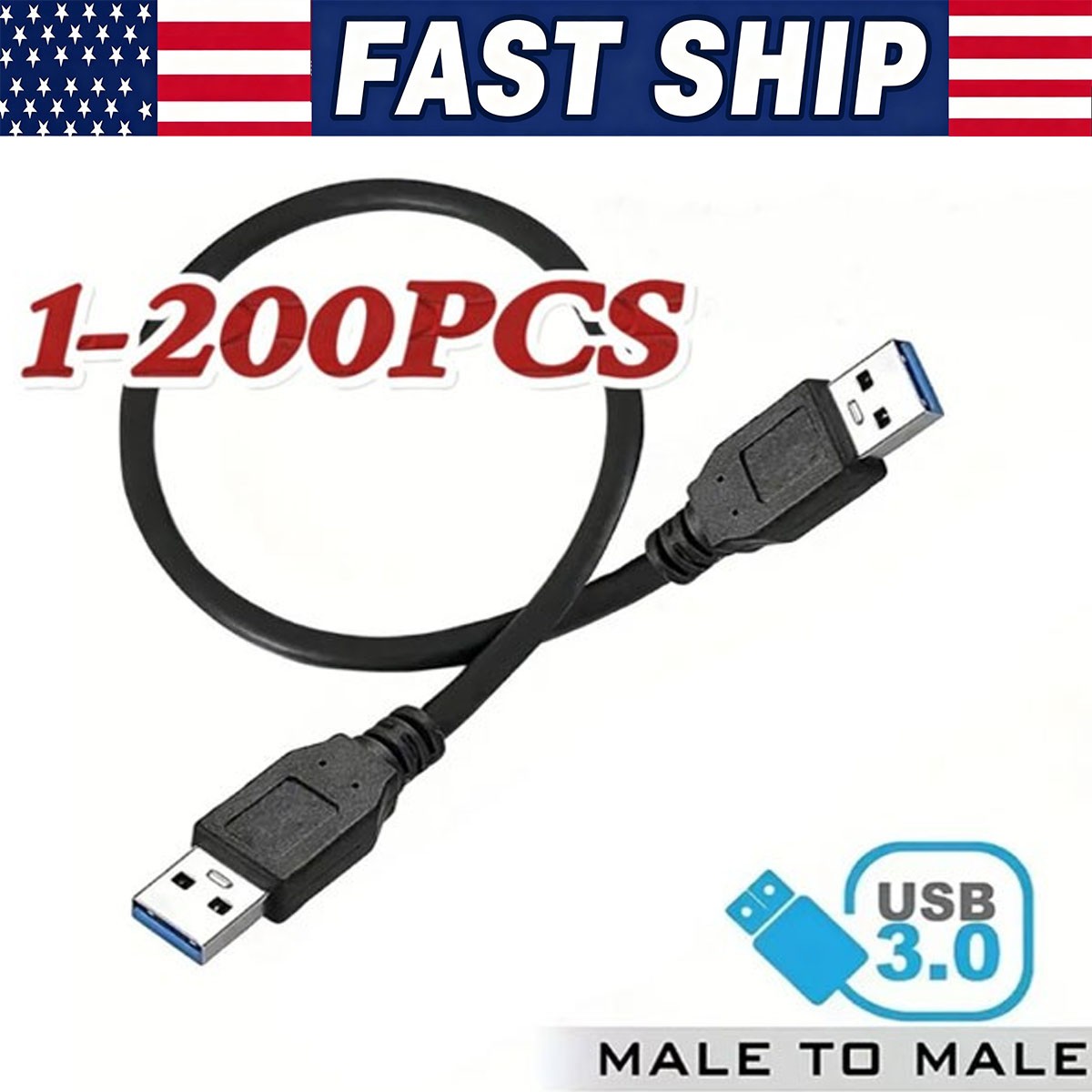 USB 3.0 A Male to A Male Cable Data Transfer Super Speed Power Charger Metal Lot