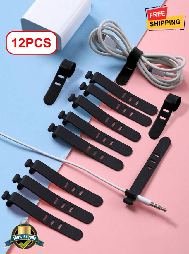 12pcs Silicone Cable Ties for Data Cables, Earphones, Charging Wires