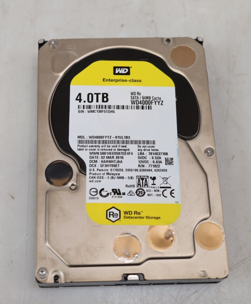 Western Digital 4TB WD4000FYYZ-01UL1B3 3.5" 7200 RPM SATA Hard Drive