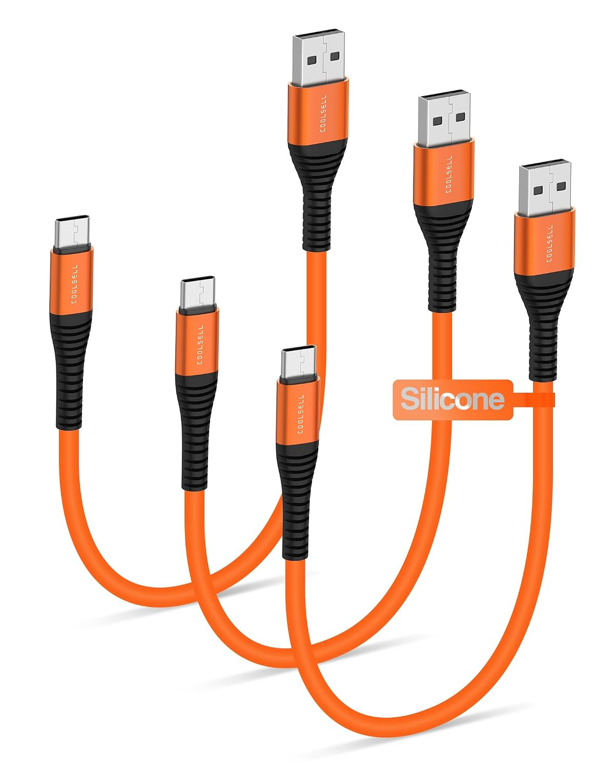 Silicone USB C Cable Short 6 inch 3 Pack, 60W Fast Charging USB C to Type-C