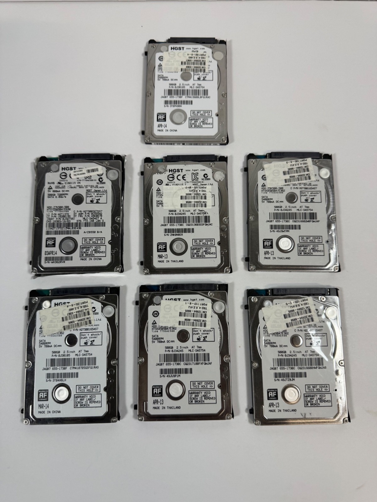 Lot of 6 HGST 500GB 2.5" SATA HDD 5400RPM 7mm Mac Mini Pulls