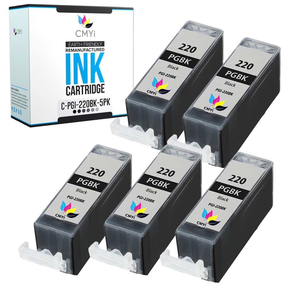 CMYi 5PK PGI-220BK Ink Cartridges for Canon PIXMA MP980 MP990 MX860 MX870 PMFP1