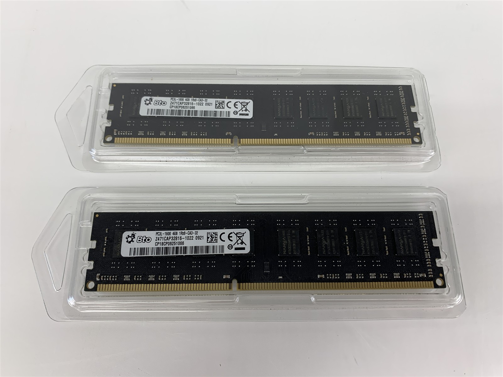 Lot of 2 - BTO 4GB 1Rx8 PC3L-1600 CP18CP06251066 Desktop RAM 