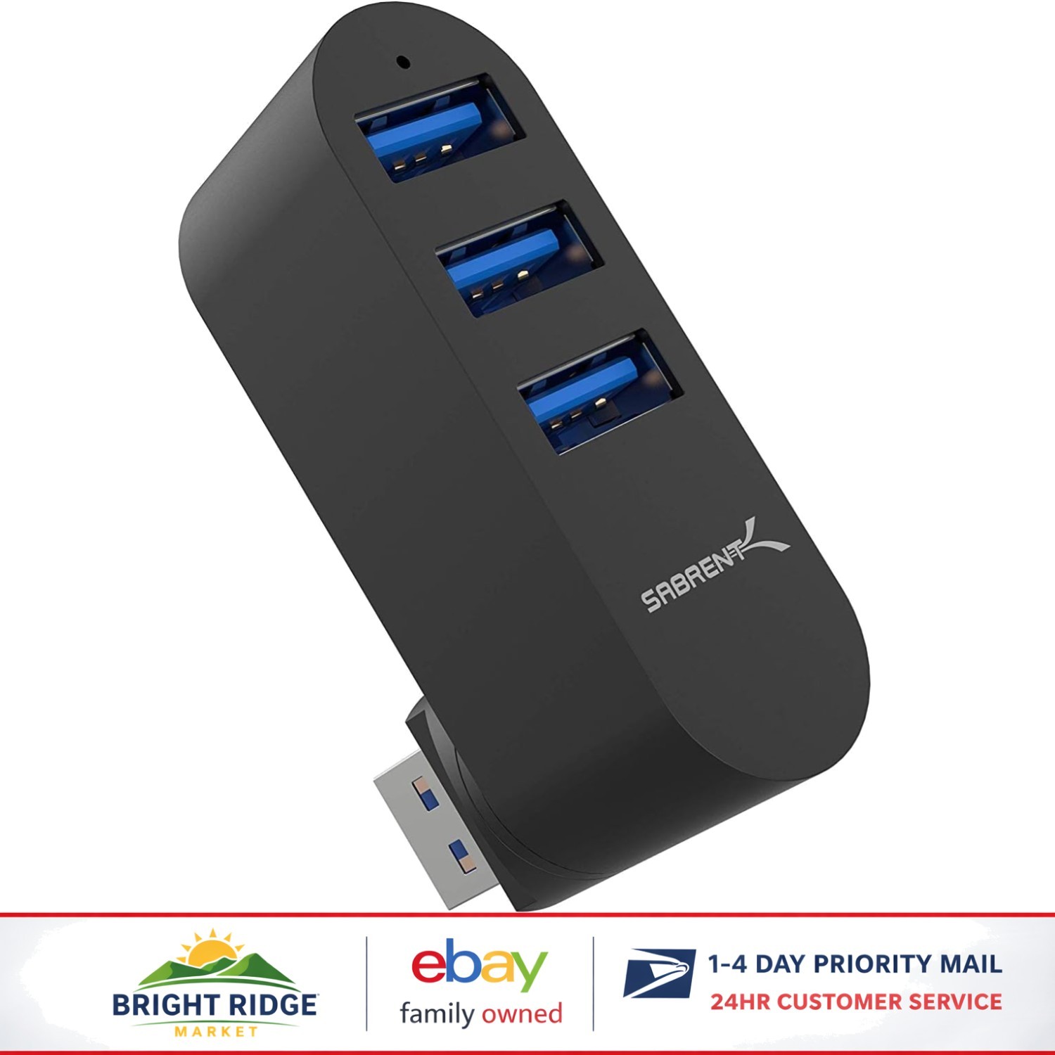 Sleek Aluminum USB Hub with 3 Ports, Compatible with Multiple Operating Systems