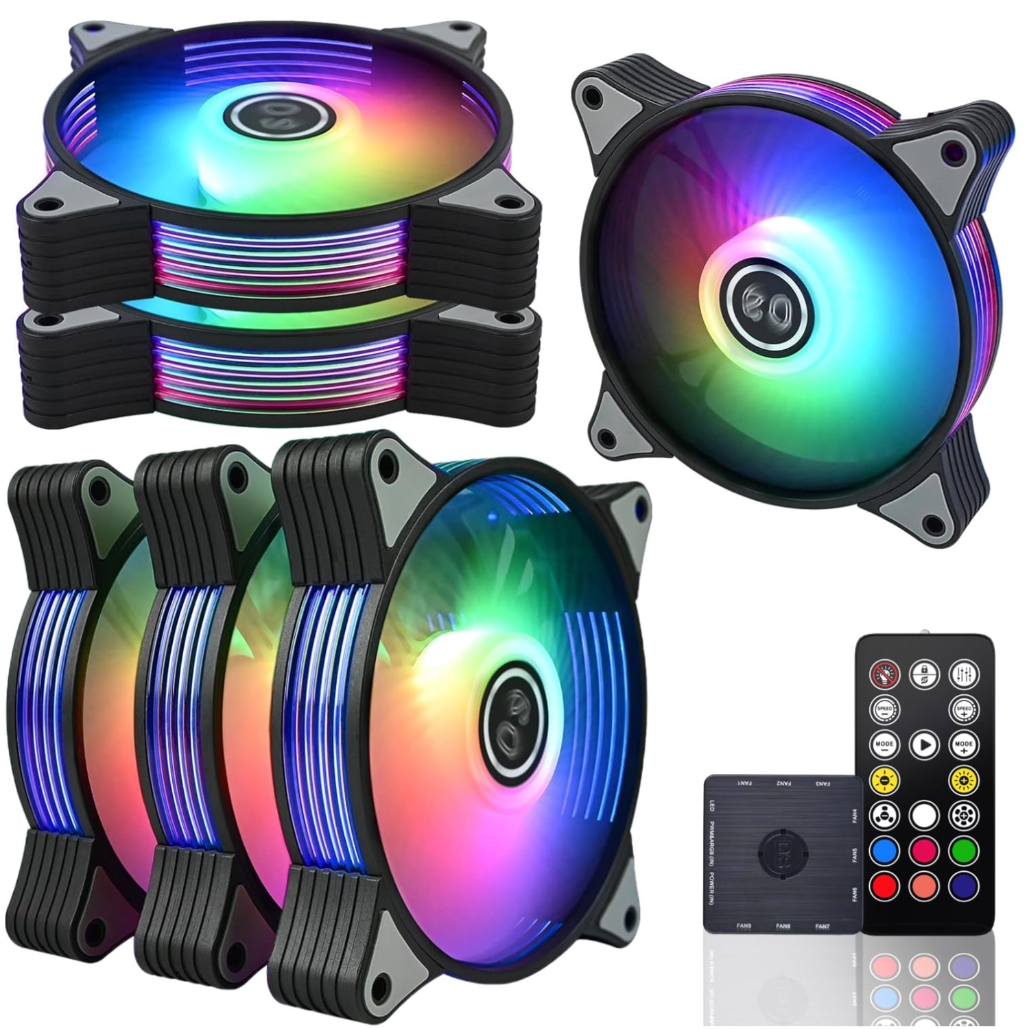 DS 120MM ARGB Case Fan 6-Pack with LED Lights