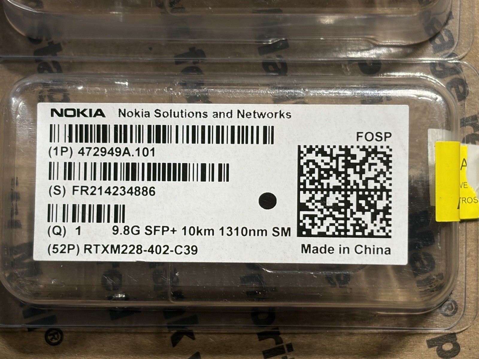 Lot of 3 Nokia 472949A.101 RTXM228-402-C39 9.8G SFP+ 10km 1310nm SM