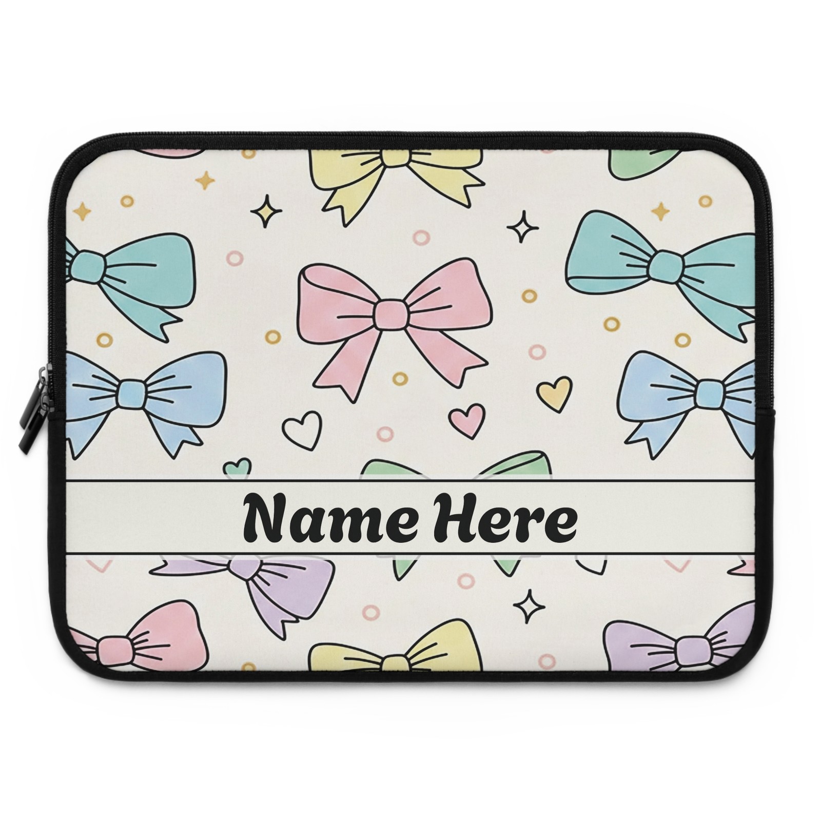 Cute Pastel Bows Laptop Sleeve | Personalized Laptop Bag