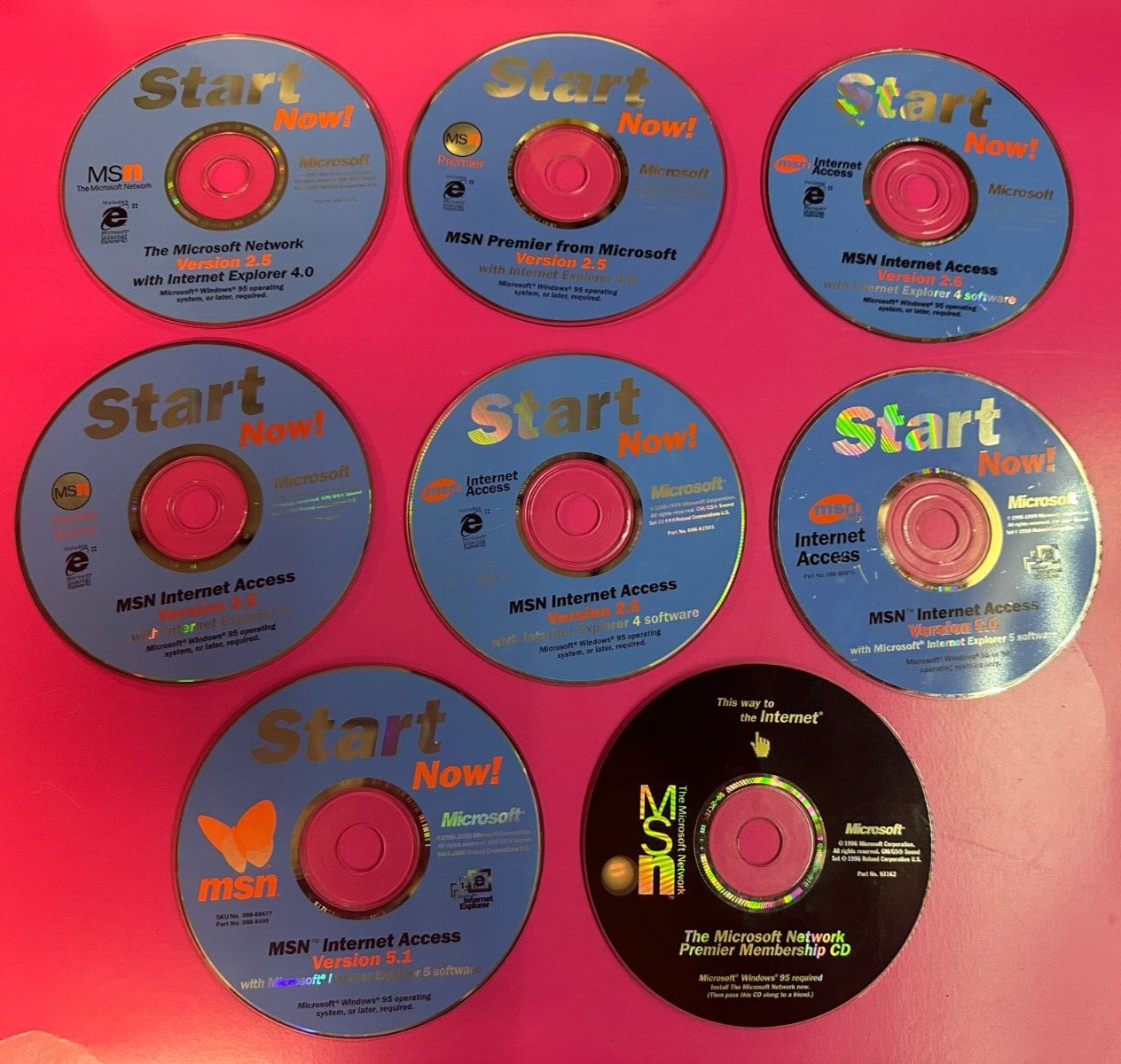 Microsoft Start Now CD Rom Collection MSN Internet Access lot of 8