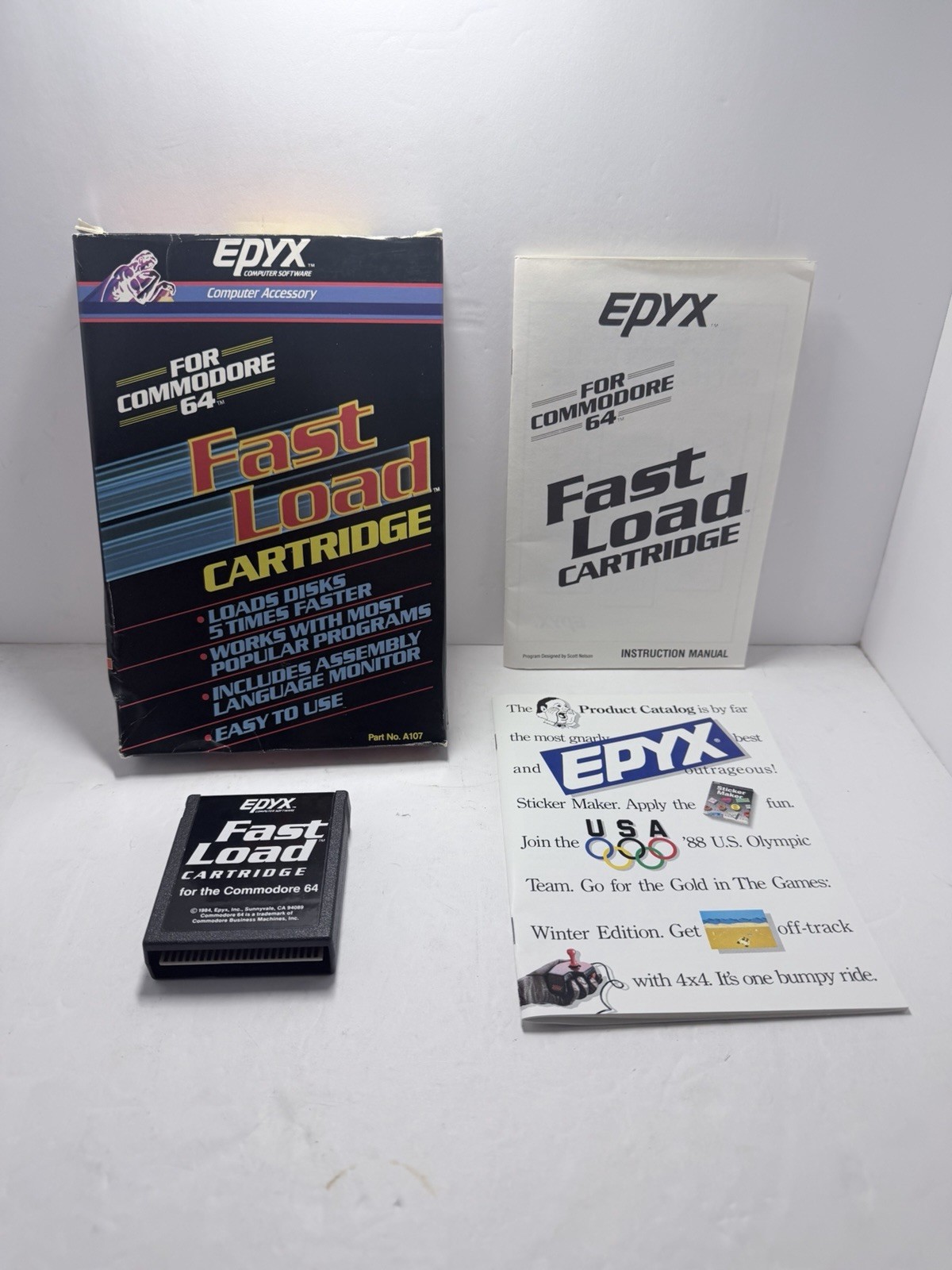 EPYX FAST LOAD CARTRIDGE COMMODORE 64 C64 DISK SPEED LOADER BOXED MANUAL