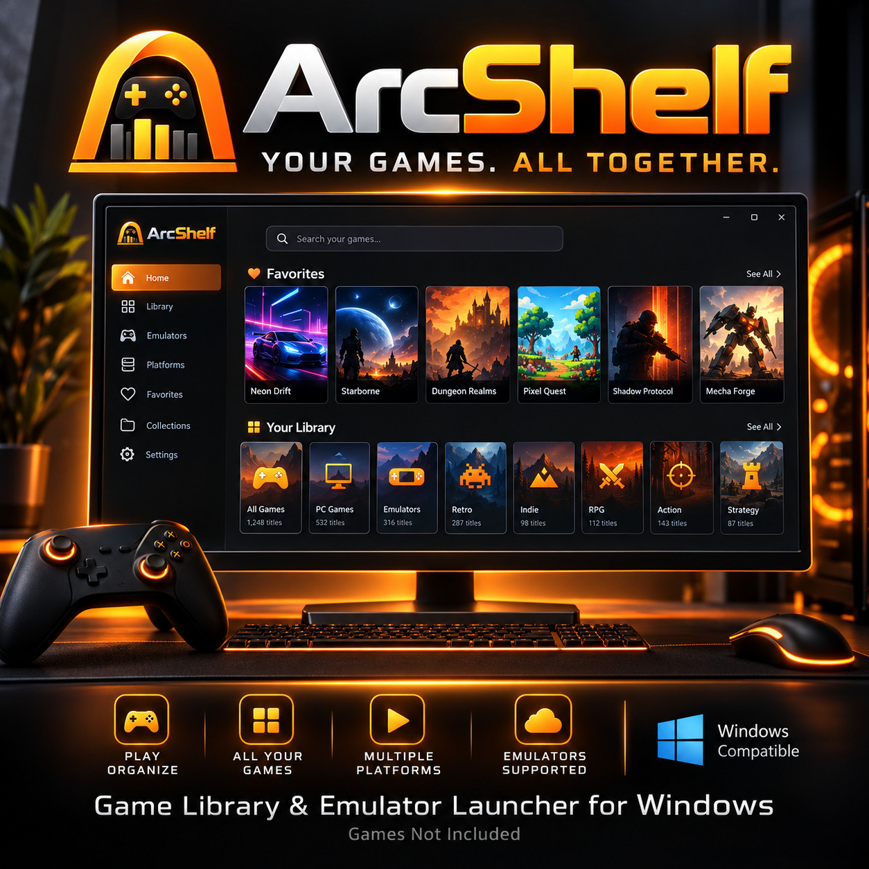 ArcShelf Personal License Retro Game Library Emulator Launcher Windows PC