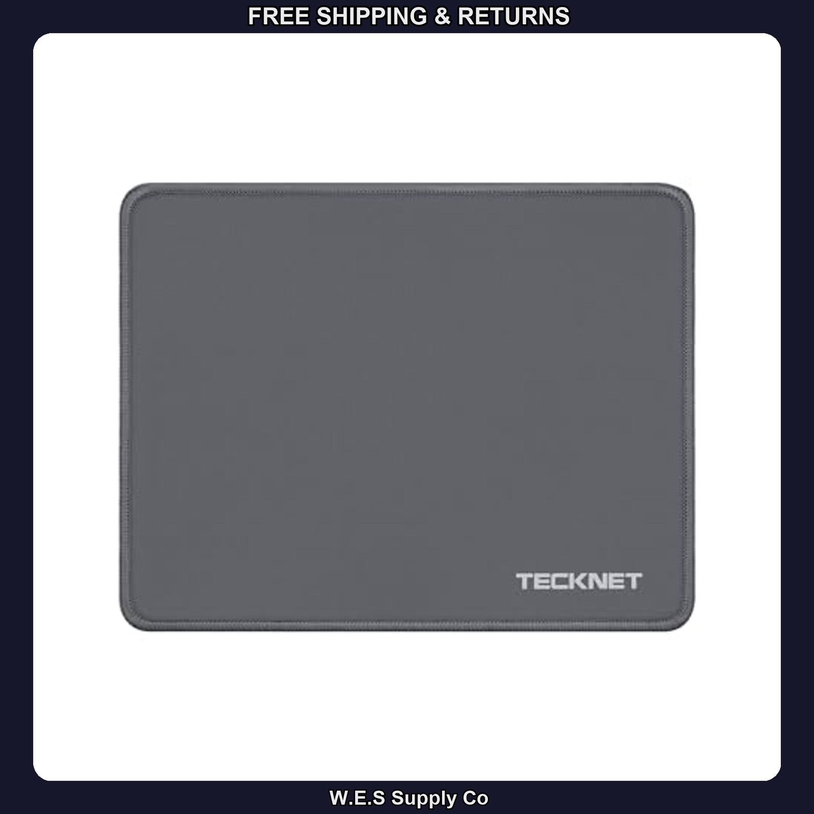 TeckNet Small Mouse Pad, Anti-Fray Stitched Edge, Waterproof Gray Surface