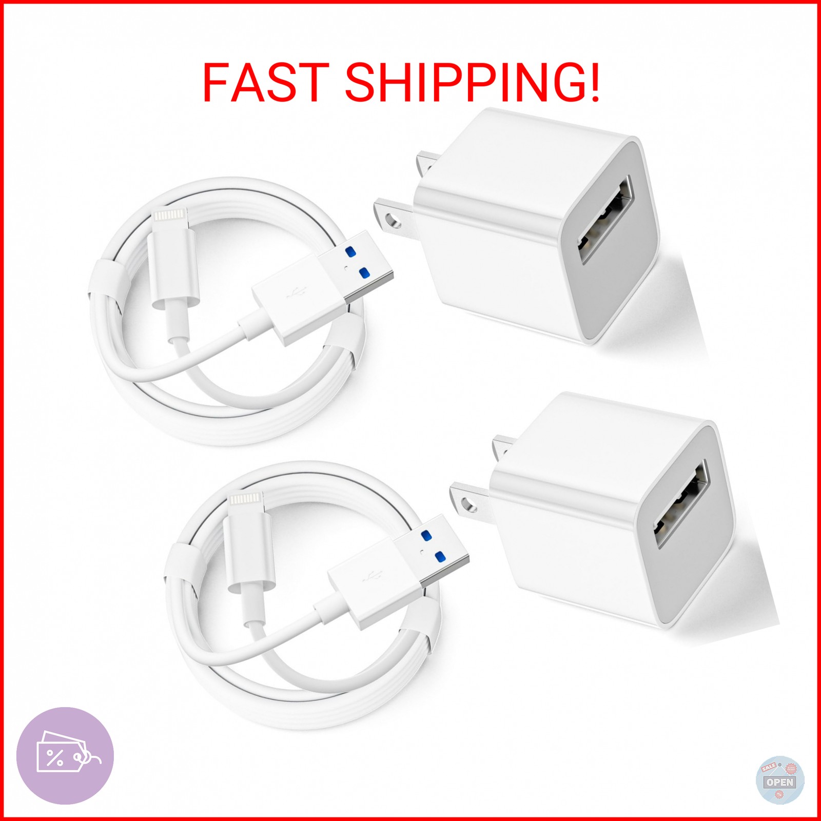 iPhone Charger, [Apple MFi Certified] 2 Pack 5V1A USB Wall Charger Block with 6.