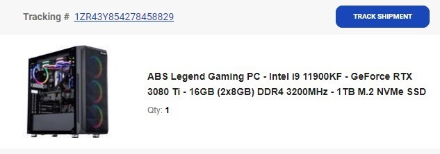 ABS Legend Gaming PC - Intel i9 11900KF - GeForce RTX 3080 Ti - 16GB (2x8GB) DDR