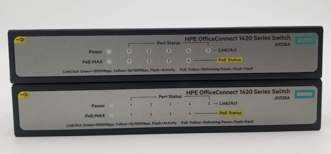 LOT OF 2 HPE OfficeConnect 1420 5G JH329A Switch