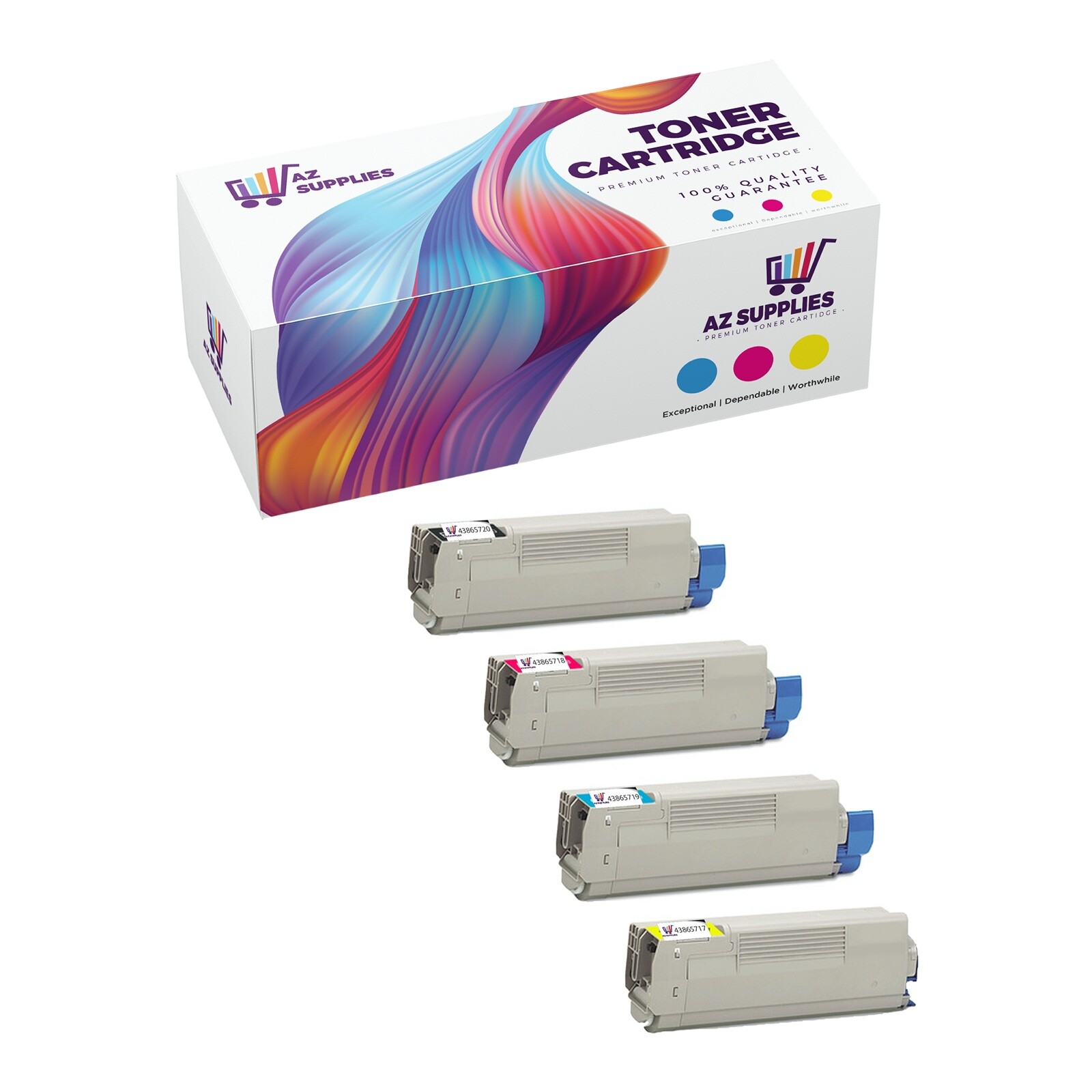 OKI Data Compatible Toner Cartridge for 43865717 43865718 43865720 43865719 4 PK