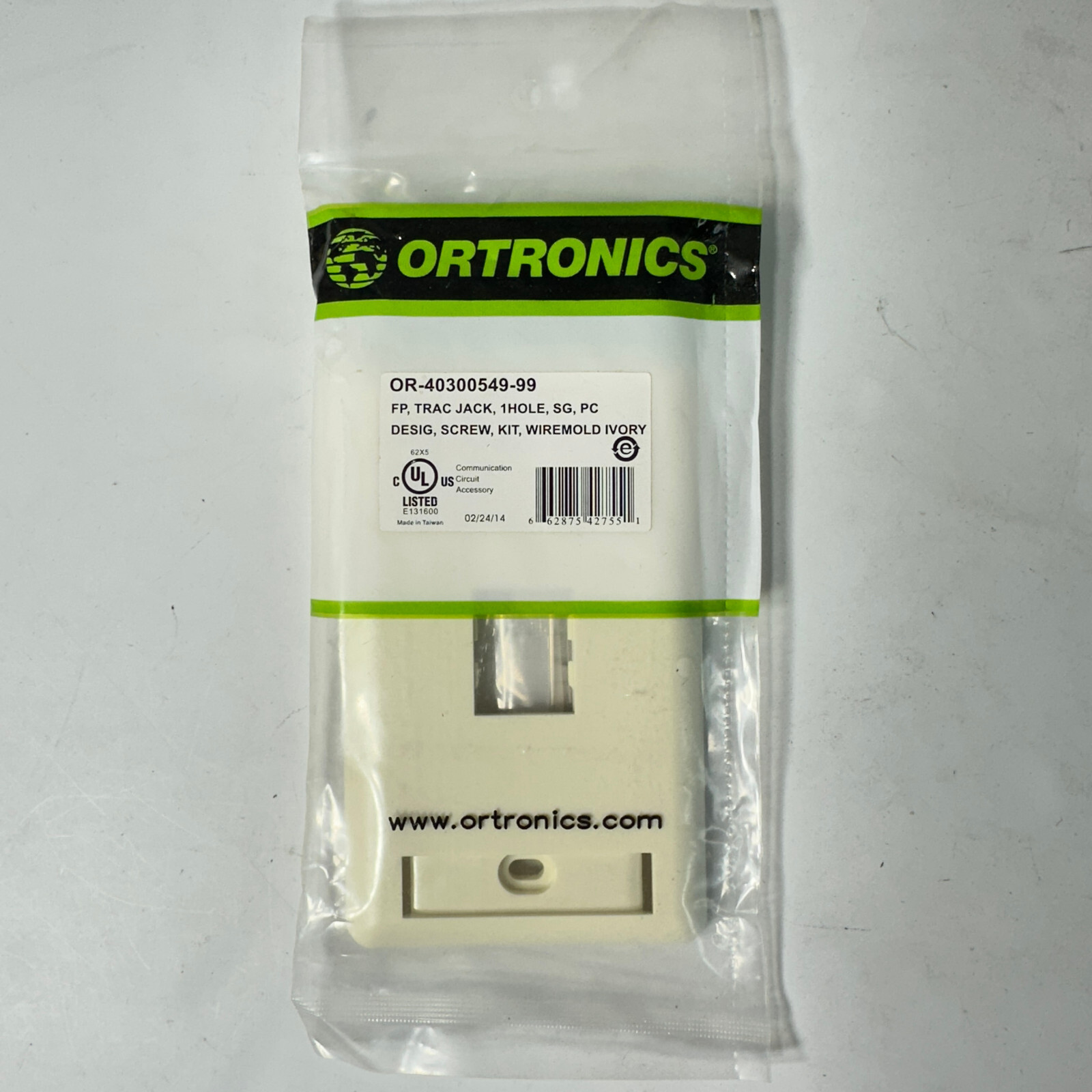 Lot of 6 - Ortronics OR-40300549-99 FP Trac Jack 1 Hole Wiremold Ivory Faceplate