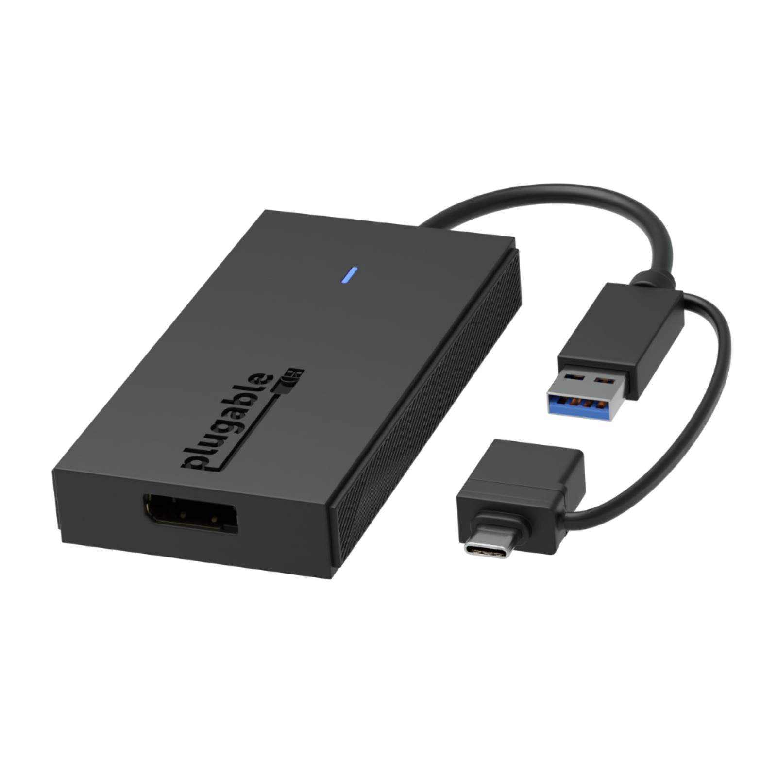 Plugable USB to DisplayPort Adapter - Connect via USB-C or 3.0 black