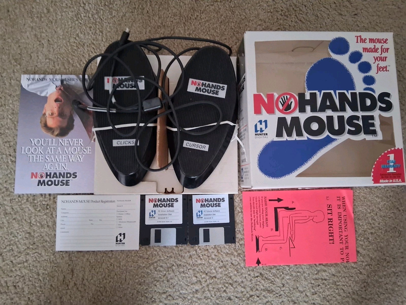 Vintage No Hands Mouse Hunter Digital Foot Operated PC & Mac Cursor Controller 