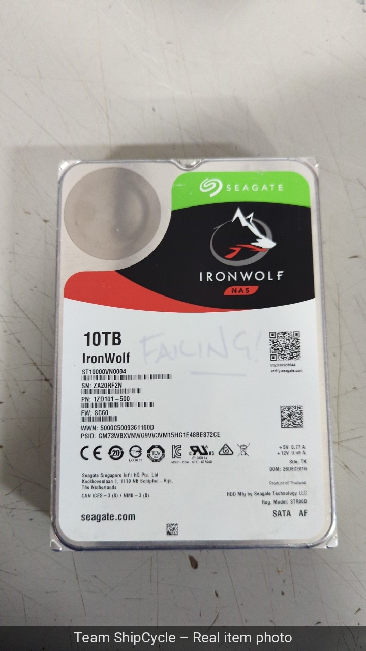 DEFECTIVE Seagate IronWolf NAS Pro   10TB  72K   256MB 35 SATA 6Gbs   ST G3D