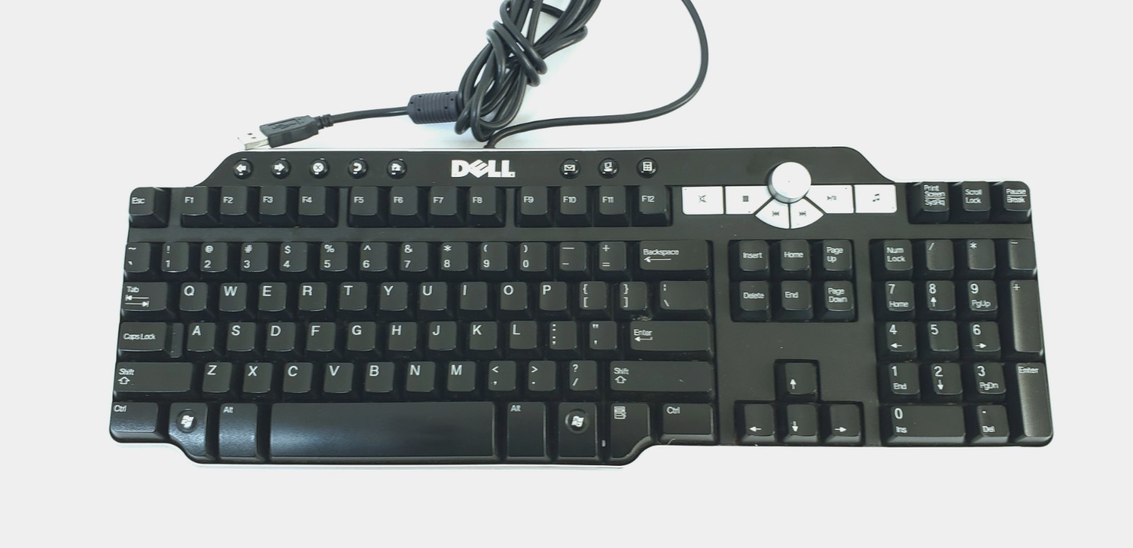 Dell SK-8135 Del 2 Multimedia Computer Keyboard W/ Knob Used Good Tested