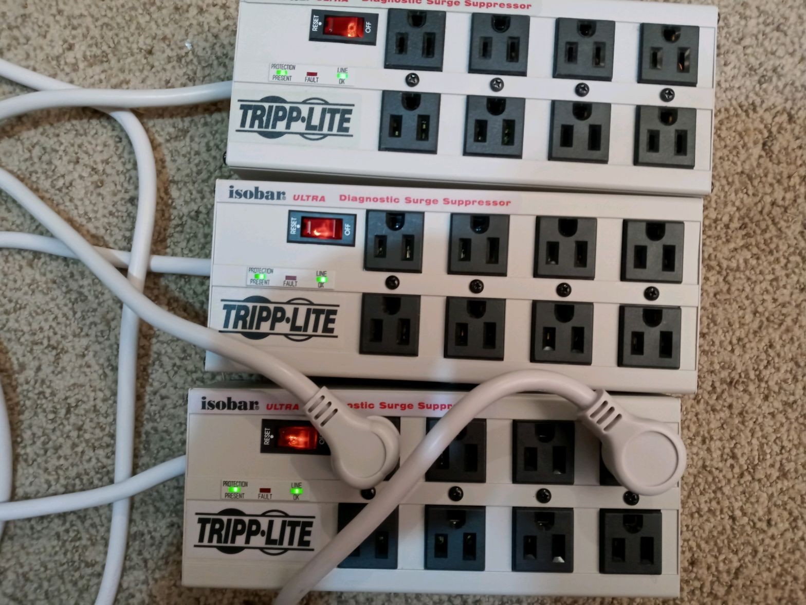 (3) Tripp Lite Isobar Ultra 8 Outlet Diagnostic Surge Suppressor
