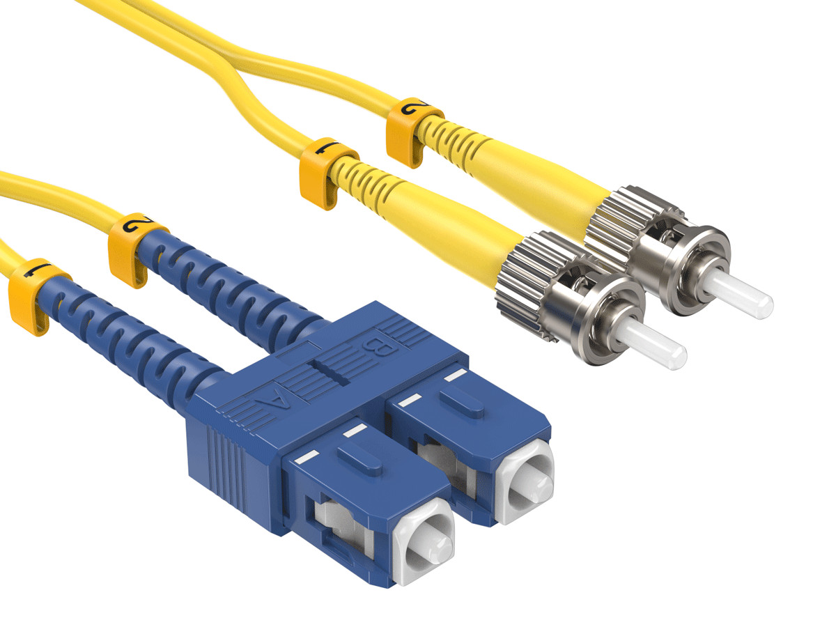 5m OS2 SC to ST UPC Duplex Corning Fiber Optic Cable SingleMode 9/125 OFNR Ra...