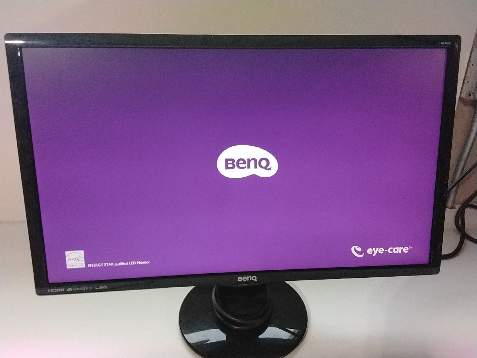 24-inch- BenQ Monitor Works Perfectly with Stand and Power Cable